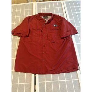 Georgia Bulldogs UGA Dawgs Shirt Men XL Drake  Vented Fishing Button Up Red